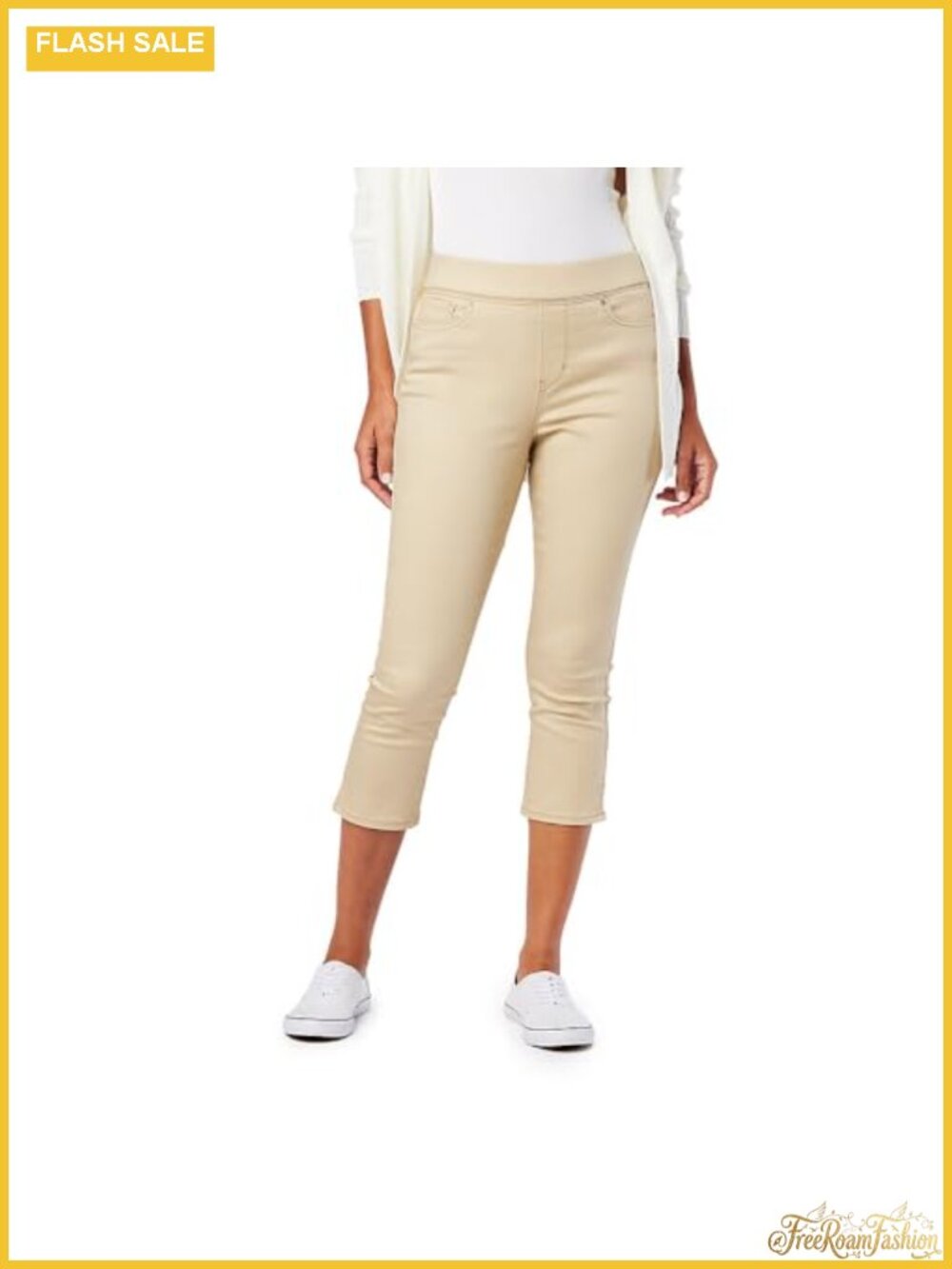 Women's Totally Shaping Pull On Capri Jeans Mid Rise Tummy Control